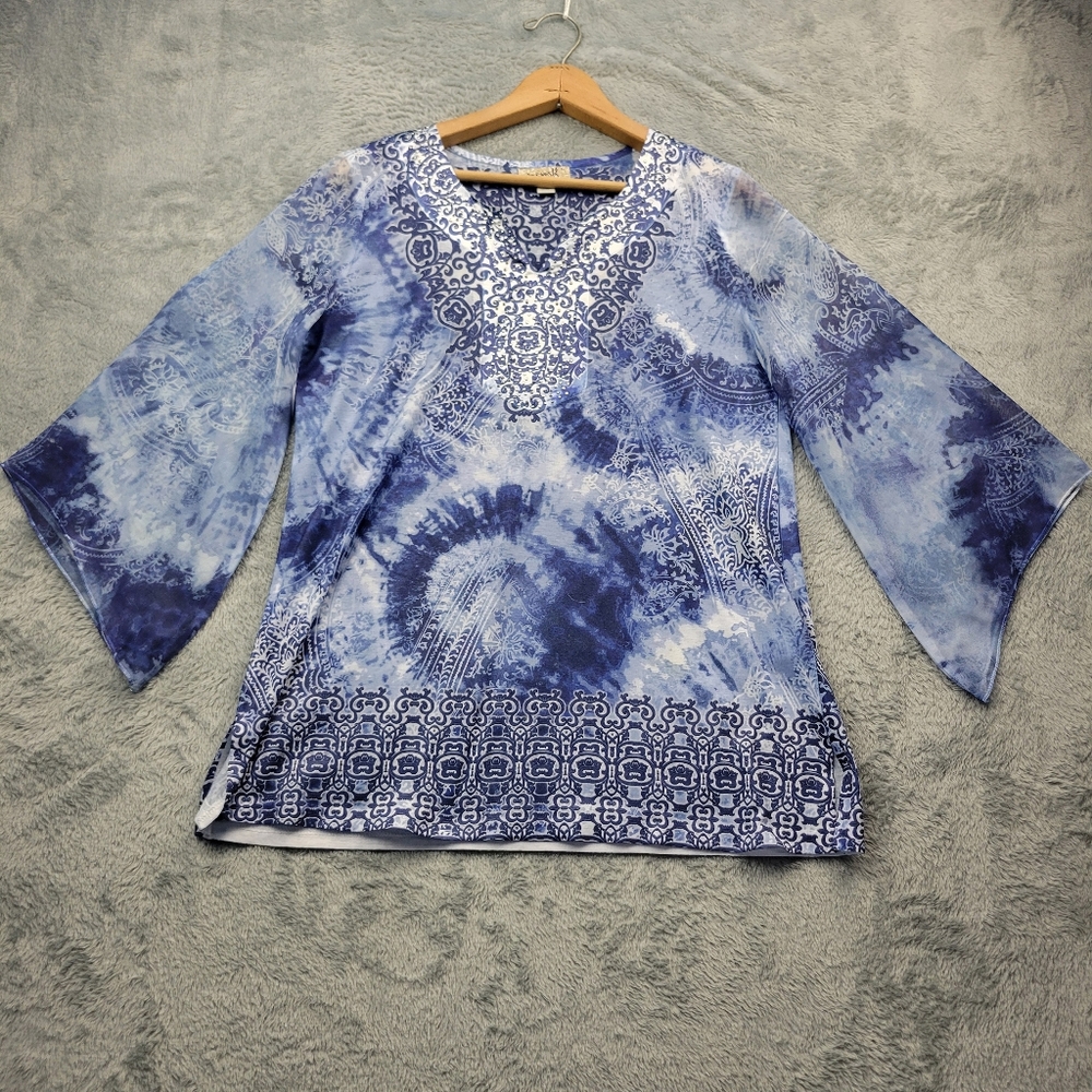 One World Live And Let Live Womens Blouse Size Small Boho Fairycore *READ